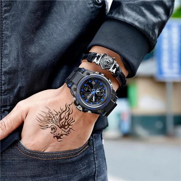 Men's Watches Sports Outdoor Waterproof Military Watch Date Multi Function LED - Picture 6 of 6